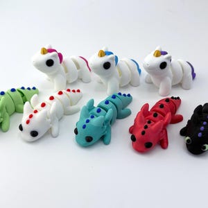 Baby Mythical Creatures 3D Printed Fidget Toys | Articulated Flexis – Dragon, Unicorn