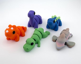 3D-geprint fidgetspeelgoed babydinosaurussen | Gelede flexidieren: brontosaurus, stegosaurus, t-rex, triceratops