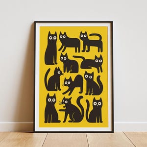 Japanese Cat Poster | Black Cat Wall Art | Japan Cat Poster | Funny Cats Print | Kawaii Cat Wall Art | Gift for Cat Lover | DIGITAL POSTER