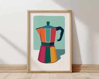 Póster de café moka, impresión minimalista de arte mural para cocina, regalo de barista, regalo para amantes del café, decoración de pared con café italiano, impresión digital