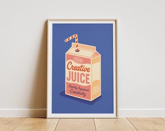 Retro poster creatieve sap - grappige inspirerende muurkunst, kantoor aan huis decor, creatieve studio poster, motiverende print, designercadeau