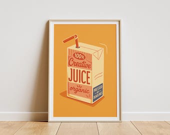 Póster de "Jugo Creativo", Arte Divertido para la Pared de la Oficina, Lámina Motivacional, Regalo de Diseñador, Póster para la Oficina en Casa, Decoración de Estudio, Regalo de Artista Diseñador