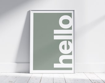 Hello Poster, Typografie Digitaldruck, trendige Wandkunst, Retro Poster, neutrale Wandkunstgalerie, druckbare Kunst, digitaler Download