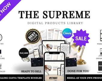 Libreria di prodotti digitali bestseller pronta all'uso con Master-Resell-Rights (MRR) e Private Label Rights (PLR) Canva, vendi su Etsy
