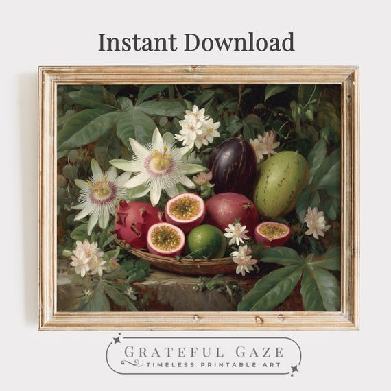 Passion Fruit Still Life Print – Vintage Botanical Art (Digital Download)
