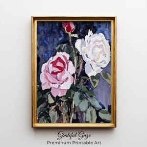Vintage Roses Printable Wall Art - Cottagecore Floral Painting, Rustic Rose Garden Decor, Romantic Flower Print Digital Download 32