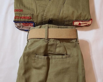 Vintage 1950s Boy Scouts Of America Uniform Shirt Pants Belt Old Colony Council