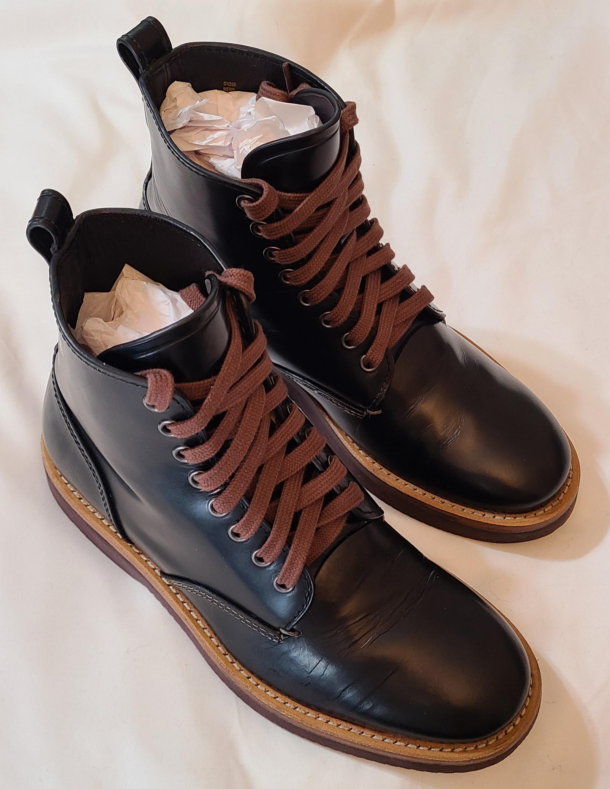 Coach Derby Black Spazzolato Leather Dress Combat Boots Shoes Men Size 7.5 G1255 Coach Derby Black Spazzolato Leather Dress Combat Boots  main image 4