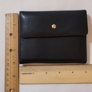 Montblanc Bifold Black Wallet Billfold Smooth Leather Card Holder, Red Interior