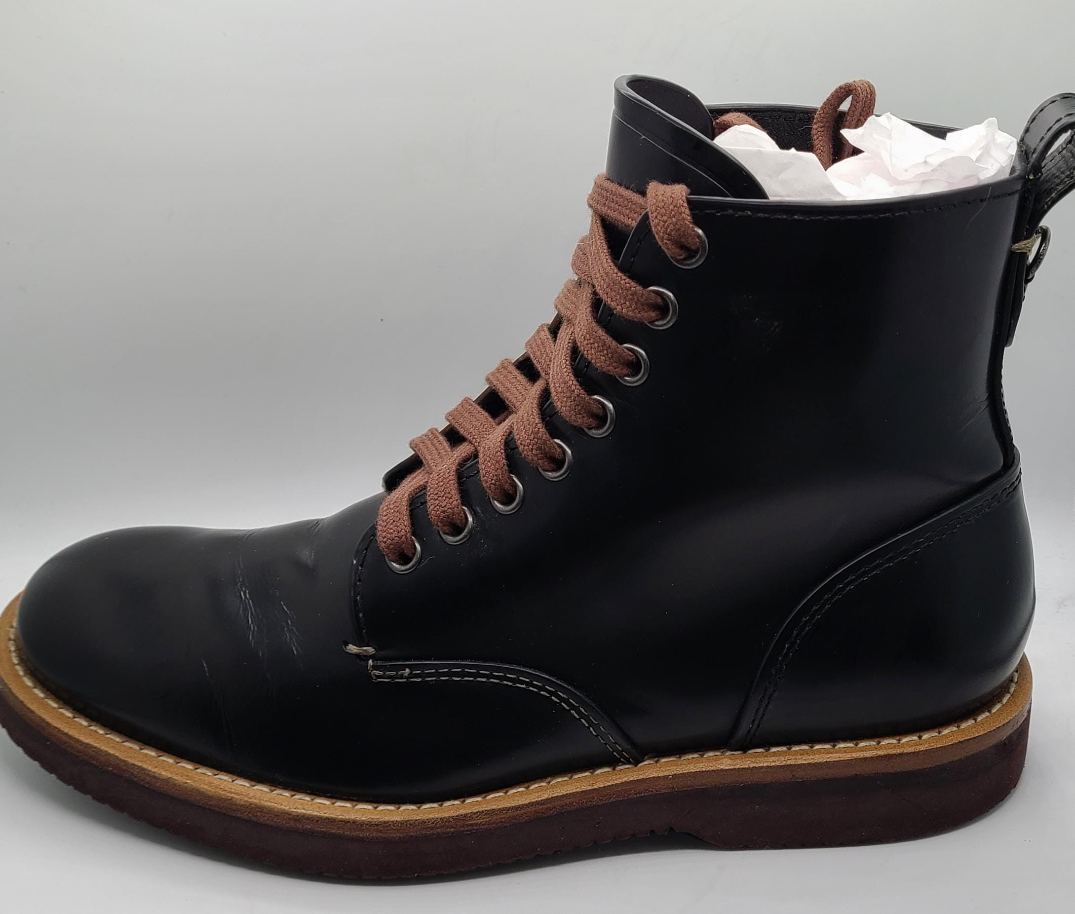 Coach Derby Black Spazzolato Leather Dress Combat Boots  display picture 1