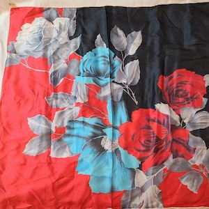 Foulard 100 % soie pour femme vintage 30 po., motif floral, foulard asiatique, enveloppe de cheveux