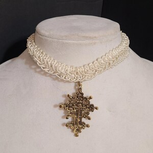 Vtg Lord of Glory Cross Pendant & 12&quot; Choker Alva Museum Replicas Greek Ornate