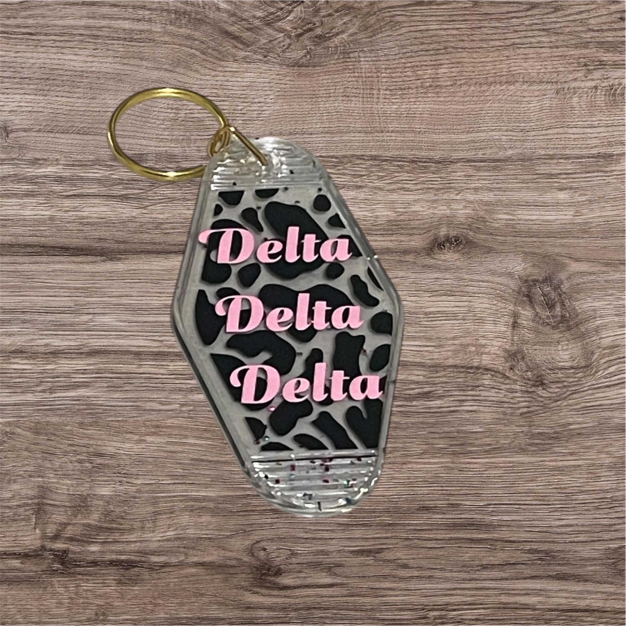 Sorority Keychain: Custom Greek Life Gift with Cow Print, Flowers, Hearts, or Stars