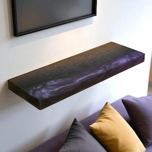 Modern Floating Shelf – Modern Bog Oak & Epoxy Resin Wall Shelf, Wood Wall Shelf for Living Room, Entryway Organizer, Handmade Shelf