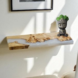 Wood & Epoxy Floating Shelf – Modern Wall Decor, Stylish Epoxy Wall Shelf for Living Room, Kitchen, Bar, Bedroom, Handmade Custom Shelf