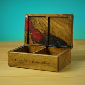 Benutzerdefinierte Holz Schmuckschatulle, dekorative Aufbewahrungsbox für Ringe und Schmuck, handgefertigter Holzschmuckschatulle mit Epoxidharz-Kunst, Schmuckschatulle