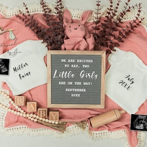 Twin Girls Announcement: Social Media Pregnancy Reveal (Digital)