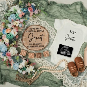 We&#39;ve Been Keeping a SECRET Baby Reveal - Digital Pregnancy Announcement - Baby Announcement - Digital Download - Instant Download - Canva