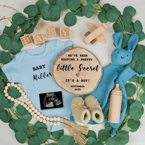 We&#39;ve Been Keeping a SECRET Boy Reveal - Digital Pregnancy Announcement - Baby Boy Announcement - Digital Download -  Canva Template
