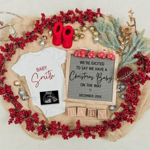 Christmas Pregnancy Announcement: Gender Neutral Editable Template (Digital)