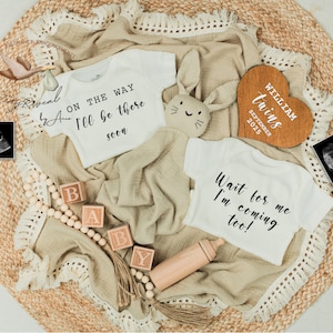 Neutral Twins Pregnancy Announcement: Editable Digital Template