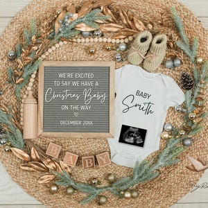 Christmas Pregnancy Announcement: Gender Neutral Digital Template