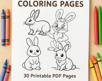 Bunny Coloring Book for Kids | 30 Page Rabbit Activity (PDF)