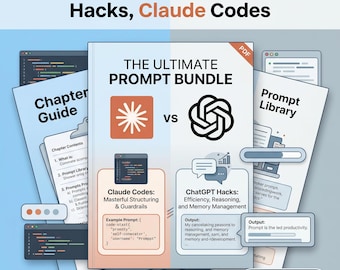 AI Prompt Bundle PDF | ChatGPT Hacks, Claude Codes (Digital Download)