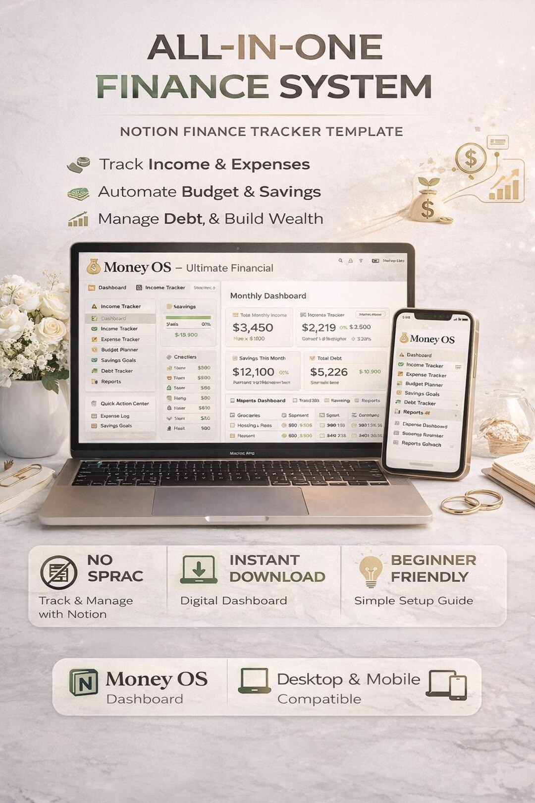 Notion Finance Tracker Template | Money OS Budget Planner (digital ...