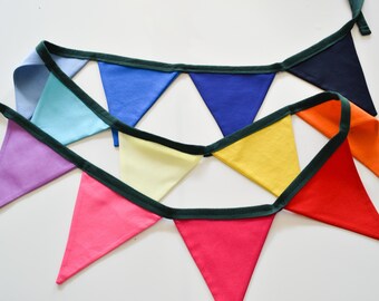 Handmade Rainbow Fabric Bunting: Colorful Party Garland Yard Decoration