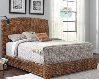 Amber Brown/Honey Farmhouse Wood Queen Panel Bed