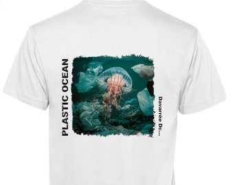 T-Shirt unisexe BIO " PLASTIC OCEAN" Méduse