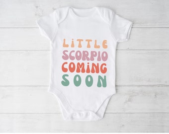 Pregnancy Announcement Onesie, Retro Baby Onesie, Zodiac Baby, Pregnancy Reveal, Gender Reveal, Cute Pregnancy Announcement, Scorpio Baby