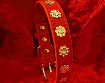 Collier pour chien avec cristaux Swarovski, cadeau, rouge