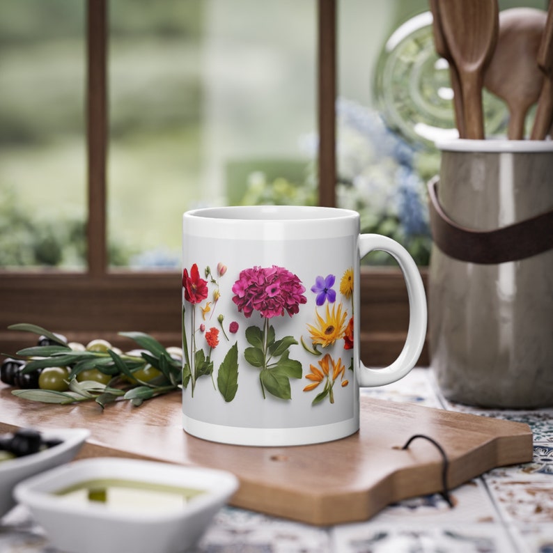 Tasse mit Blumen, Blumentasse, Blumen auf Tasse, coole Tasse, Blumen, Standardtasse aus Keramik zdjęcie 6