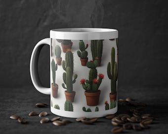 Tasse mit Kaktus, Kaktustasse, Kaktus auf Tasse, Kaktus, coole Tasse, Standardtasse aus Keramik