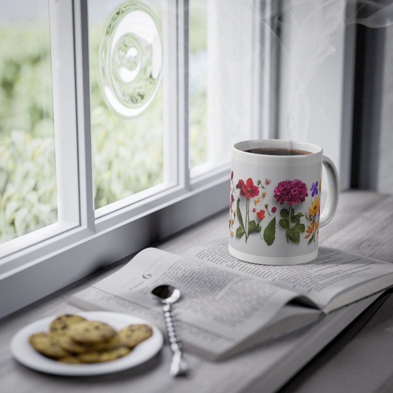 Tasse mit Blumen, Blumentasse, Blumen auf Tasse, coole Tasse, Blumen, Standardtasse aus Keramik zdjęcie 7