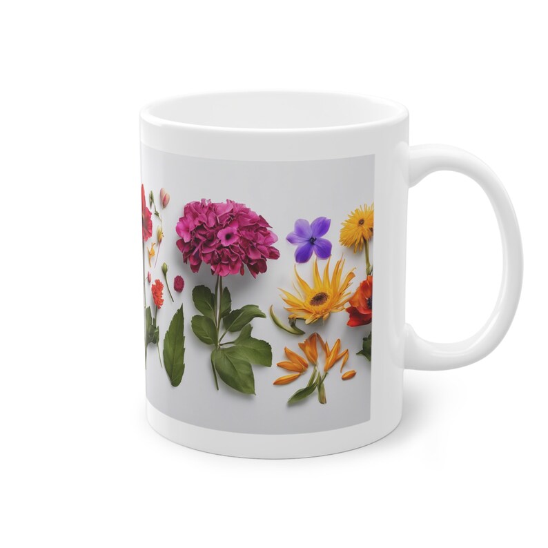 Tasse mit Blumen, Blumentasse, Blumen auf Tasse, coole Tasse, Blumen, Standardtasse aus Keramik zdjęcie 4