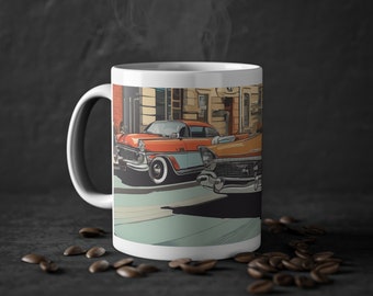 Tasse mit Auto, Auto auf Tasse, Autotasse, Tasse mit Auto, coole Tasse, Auto, Standardtasse aus Keramik