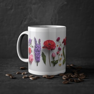 Tasse mit Blumen, Blumentasse, Blumen auf Tasse, coole Tasse, Blumen, Standardtasse aus Keramik zdjęcie 1