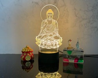 Buddha Statue LED Light as Yoga Gift, Buddha Light as Meditation, Yoga Gift for Her, Unique Yoga Gift, Buddha Lamp as a Meditation Gift, L23