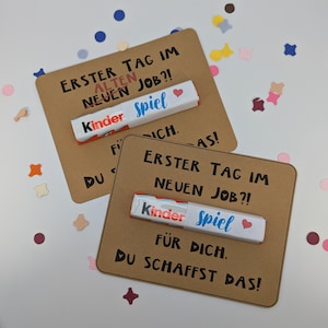 PDF Druckvorlage Erster Tag im neuen / alten Job, Karte, Geschenk neuer Arbeitsplatz, Kleinigkeit nach der Elternzeit zum selber basteln