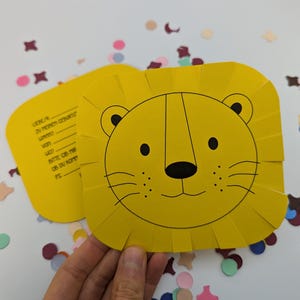 Modèle d'impression PDF invitation anniversaire enfant garçon, fille lion animal zoo animal à réaliser soi-même, carte d'invitation DIY à télécharger