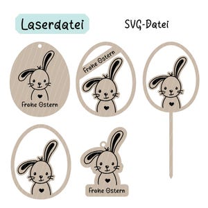Arquivo SVG Pingente de coelho da Páscoa Páscoa, ovo de Páscoa, broche de flor, topper de copo Feliz Páscoa, Alemão Baixar