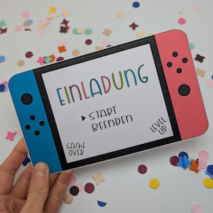 PDF 印刷テンプレートの招待状誕生日ゲーム少年、自分で作る少女ゲームの夜、子供の誕生日用の DIY 招待状カード