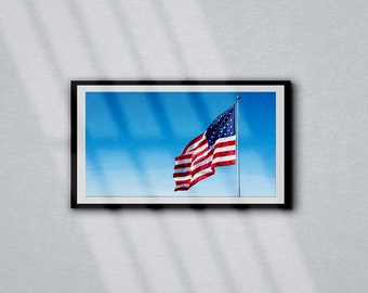 4 de julio Samsung Frame TV Art - Conjunto de 6 / Decoración del Día de la Independencia con diseño de bandera americana de acuarela / Pintura digital patriótica