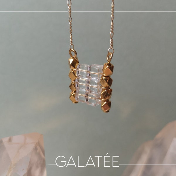 Collier Galatée - cristal de roche perles cubes