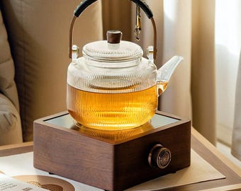 Bule de vidro, bule separador de água para chá, bule resistente ao calor, bule próprio para fogão, conjunto de bule para chá, bule elegante para chá com folhas soltas e aromatizado