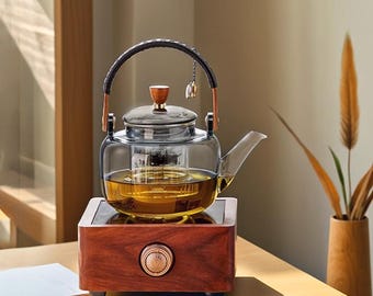 Bule de vidro, Bule para ferver água, Bule de vidro cinza, Bule para fogão, Bule com infusor, Bule para fogão elétrico, Aquecedor de bule