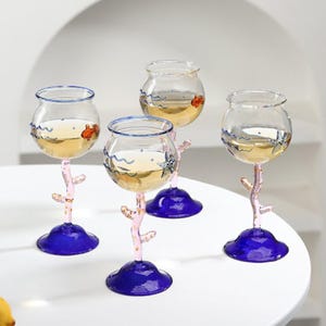 Unique Ocean Creative Glasses, 2-Pack Handmade Wine Glass, Cute Wine Glasses, Fun Wine Glasses, Wedding Gifts, Birthday Gifts, Gifts For Her